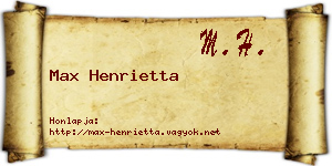 Max Henrietta névjegykártya